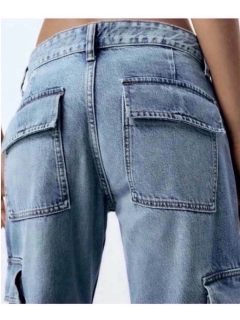ZARA Wide Leg Cargo Jeans Size 2 - Picture 4 of 8